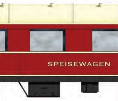 Zustand 1972-1990, Wagennr. 51 80 88-46 239-6, Farbe rot, Typ Speisewagen, Innenbeleuchtung und Tischlampen digital schaltbar, 5 Wagen ab 750€